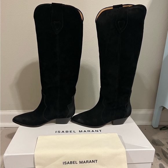 Isabel Marant Denvee tall suede pointed Western boots Black - Picture 5 of 8